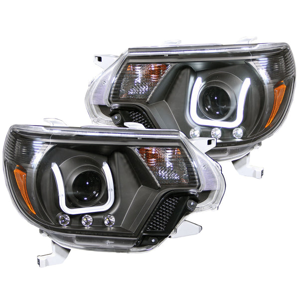 ANZO 2012-2015 Toyota Tacoma Projector Headlights w/ U-Bar Black - 111290 for 2012-2015 Toyota Tacoma - front view