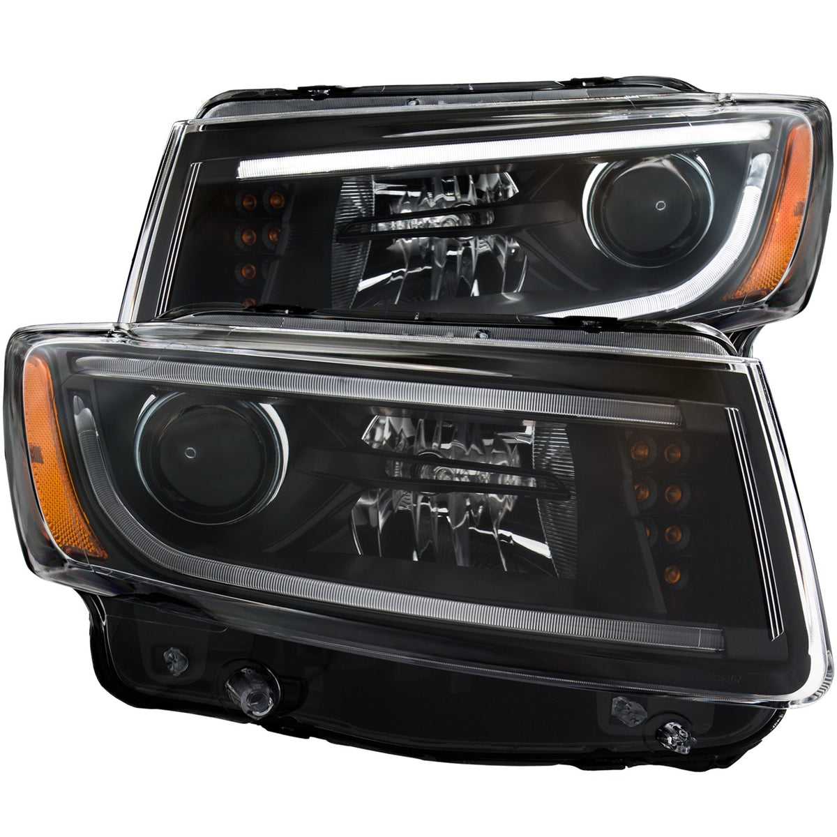 ANZO 2014-2015 Jeep Grand Cherokee Projector Headlights w/ Plank Style Design Black - 111329 for 2014-2016 Jeep Grand Cheroke