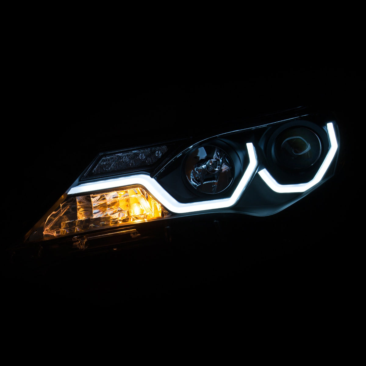 ANZO 2013-2015 Toyota Rav4 Projector Headlights w/ Plank Style Design Black - 111332
