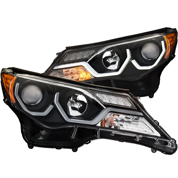 ANZO 2013-2015 Toyota Rav4 Projector Headlights w/ Plank Style Design Black - 111332 for 2013-2015 Toyota RAV4 - front view