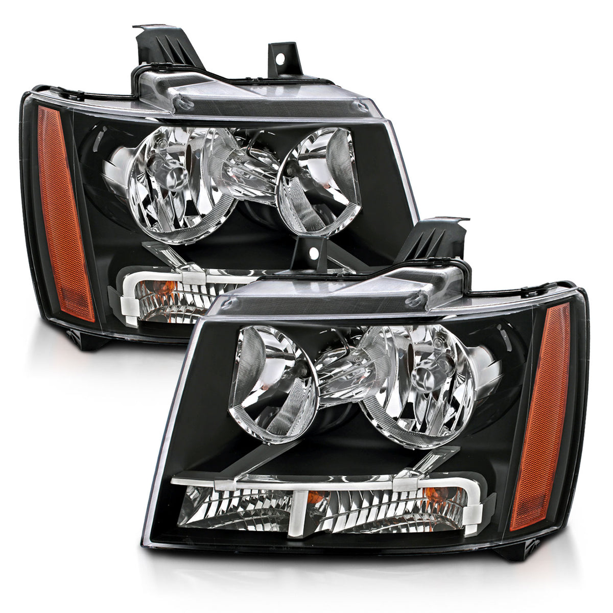 ANZO 2007-2014 Chevrolet Tahoe/Suburban Crystal Headlights Black - 111392 for 2007-2014 Chevrolet Suburban 1500 - front view