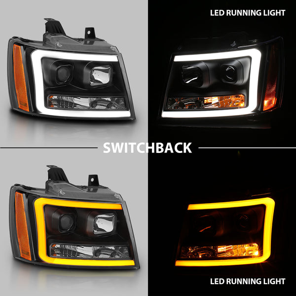 ANZO 07-14 Chevy Tahoe Projector Headlights w/ Plank Style Design Black w/ Amber - 111402 for 2007-2014 Chevrolet Suburban 15