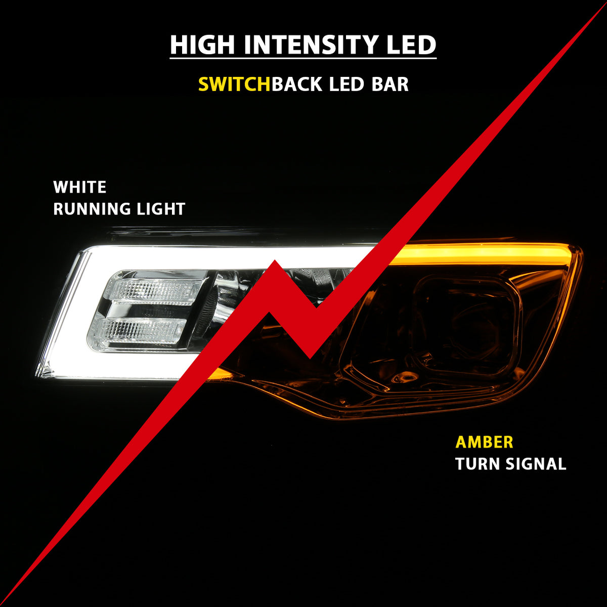 ANZO 2017-2018 Jeep Grand Cherokee Projector Headlights w/ Plank Style Switchback - Chrome w/ Amber - 111419