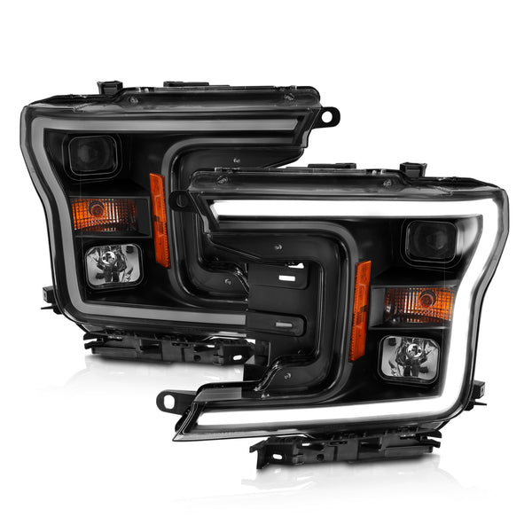 ANZO 2018-2019 Ford F-150 Projector Plank Style H.L. Black Amber (Without Switchback) - 111467 for 2018-2020 Ford F 150 - fro