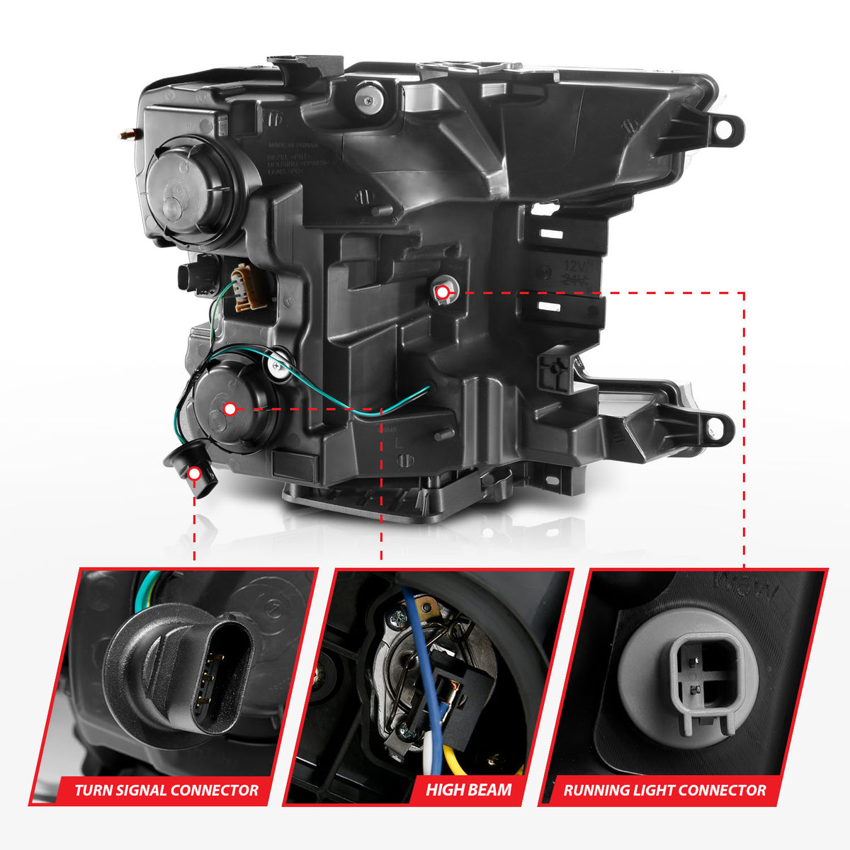 ANZO 2018-2019 Ford F-150 Projector Plank Style H.L. Black Amber (Without Switchback) - 111467