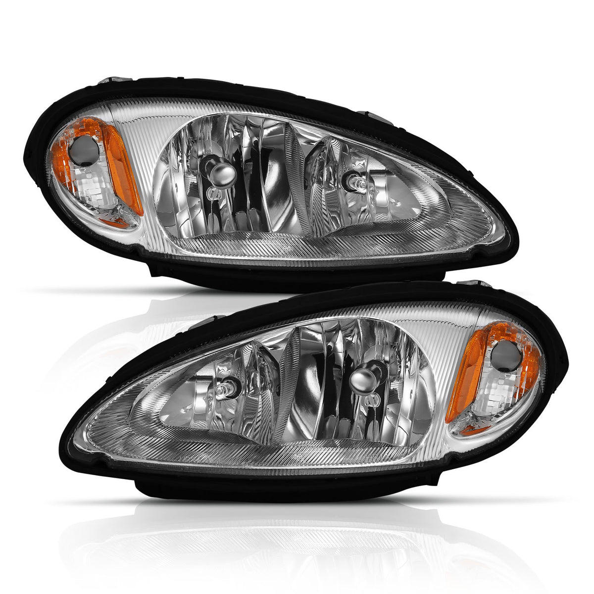 ANZO 2001-2005 Chrysler Pt Cruiser Crystal Headlight Chrome Amber (OE) - 111472 for 2001-2005 Chrysler PT Cruiser - front vie