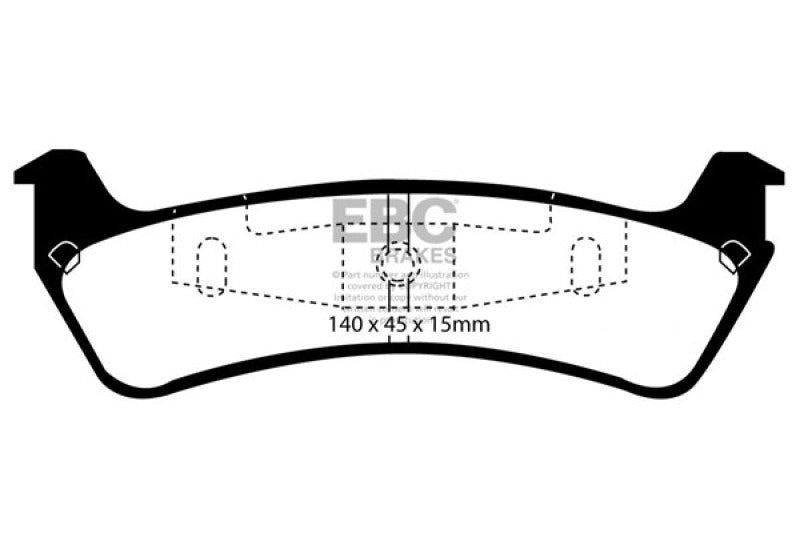 EBC 95-01 Ford Explorer 4.0 2WD Yellowstuff Rear Brake Pads - DP41201R for 1995-2002 Ford Explorer - front view