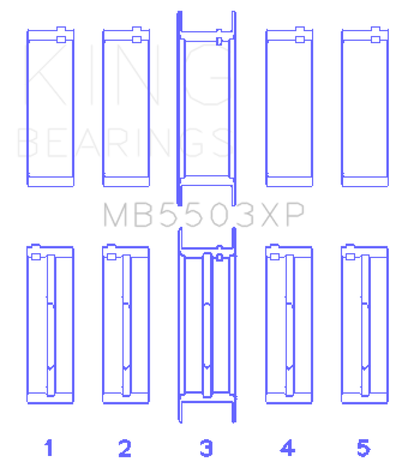 King Ford V8 351ci 5.8L 16V (Size STD) Performance Main Bearing Set - MB5503XP