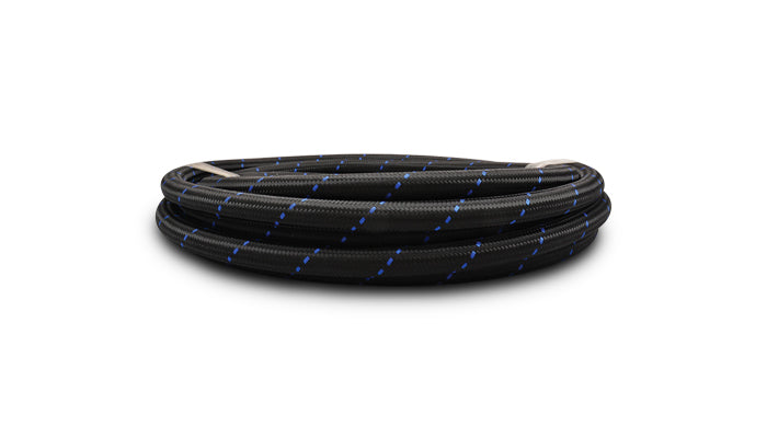 Vibrant -12 AN Two-Tone Black/Blue Nylon Braided Flex Hose (10 foot roll) - 11972B