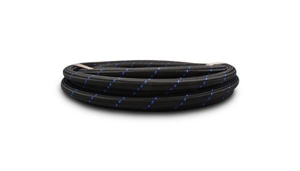 Vibrant -4 AN Two-Tone Black/Blue Nylon Braided Flex Hose (5 foot roll) - 11984B
