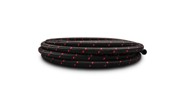 Vibrant -4 AN Two-Tone Black/Red Nylon Braided Flex Hose (5 foot roll) - 11984R