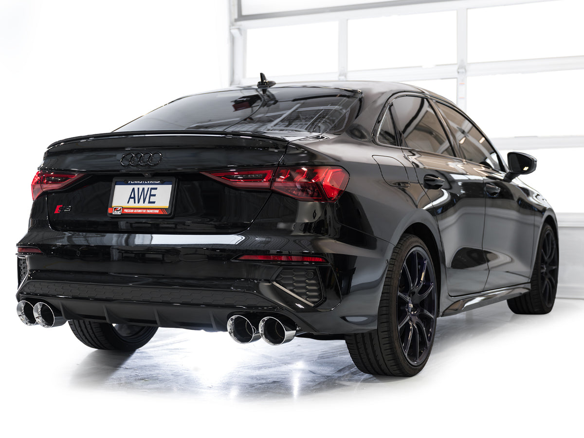 AWE 22-24 Audi 8Y S3 Touring Edition Exhaust - Chrome Silver Tips - 3015-42897