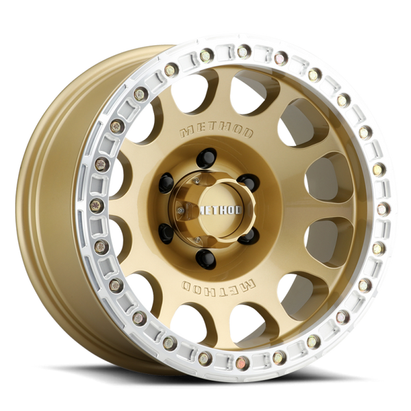 Method MR105 V3 Beadlock 17x9 -38mm Offset 5x5 71.5mm CB Gold Wheel w/ BH-H24125 - MR10579050138B by Method Wheels