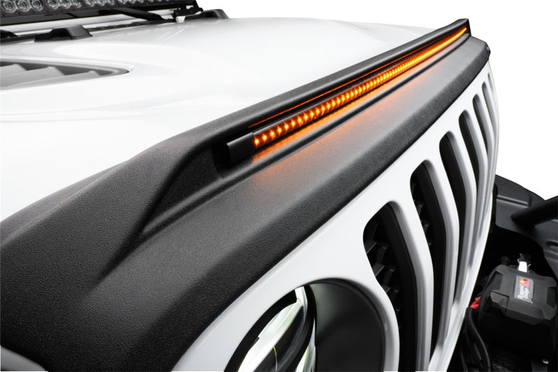 AVS 2018-2019 Jeep Wrangler (JL) Aeroskin Low Profile Hood Shield w/ Lights - Black - 753156