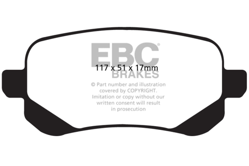 EBC 08-11 Chrysler Town & Country 3.3 Ultimax2 Front Brake Pads - UD1273 for 2007-2023 Jeep Wrangler - front view