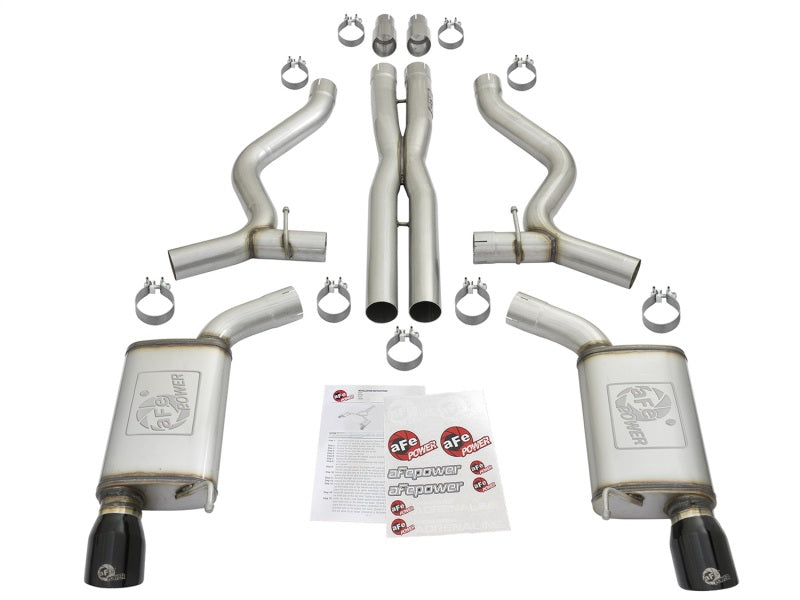 aFe MACHForce XP 3in 304 SS Cat-Back Exhausts w/ Black Tips 15-17 Ford Mustang GT V8-5.0L/V6-3.7L - 49-33072-1B