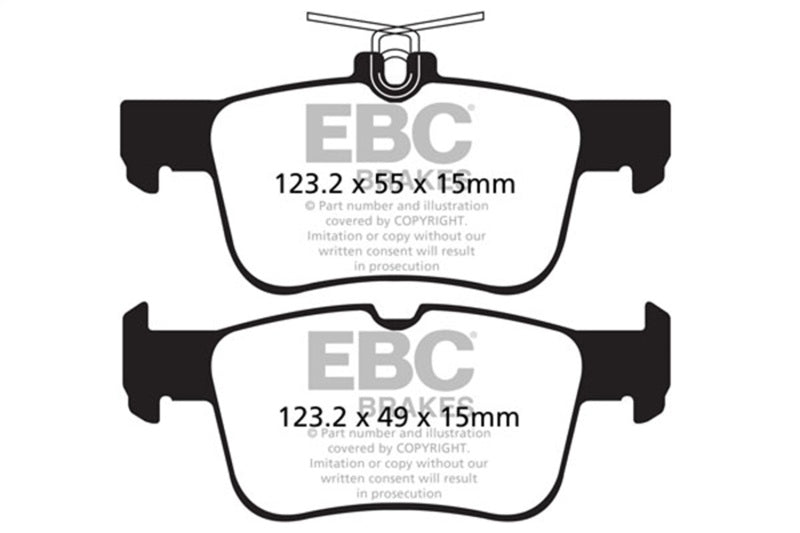 EBC 2017+ Ford Escape 1.6T/2.0T (Incl 4WD) Greenstuff Rear Brake Pads - DP62160 for 2017-2020 Ford Escape - front view
