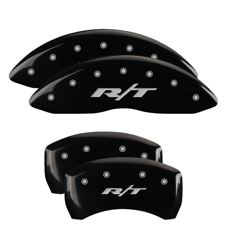 MGP 4 Caliper Covers Engraved Front &amp; Rear RT1-Truck Black finish silver ch - 12001SRT1BK