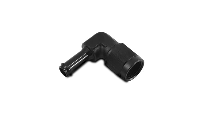 Vibrant -8AN to 3/8in Hose Barb 90 Degree Adapter - Anodized Black - 12027