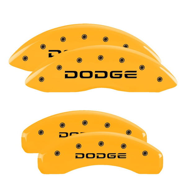 MGP 4 Caliper Covers Engraved F &amp; R Broken D/Dodge Yellow Finish Black Char 2007 Dodge Durango - 12043SDODYL