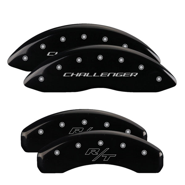 MGP 4 Caliper Covers Engraved Front Block/Challenger Engraved Rear Vintage Style/RT Blk fnsh slvr ch - 12088SCBRBK