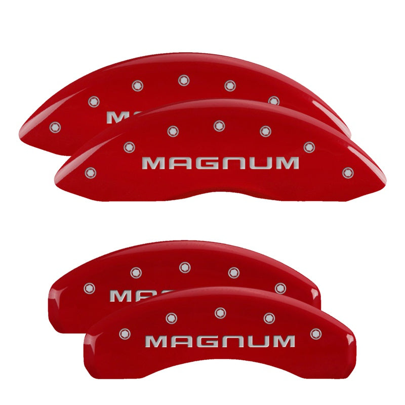 MGP 4 Caliper Covers Engraved Front &amp; Rear Magnum Red finish silver ch - 12088SMGMRD