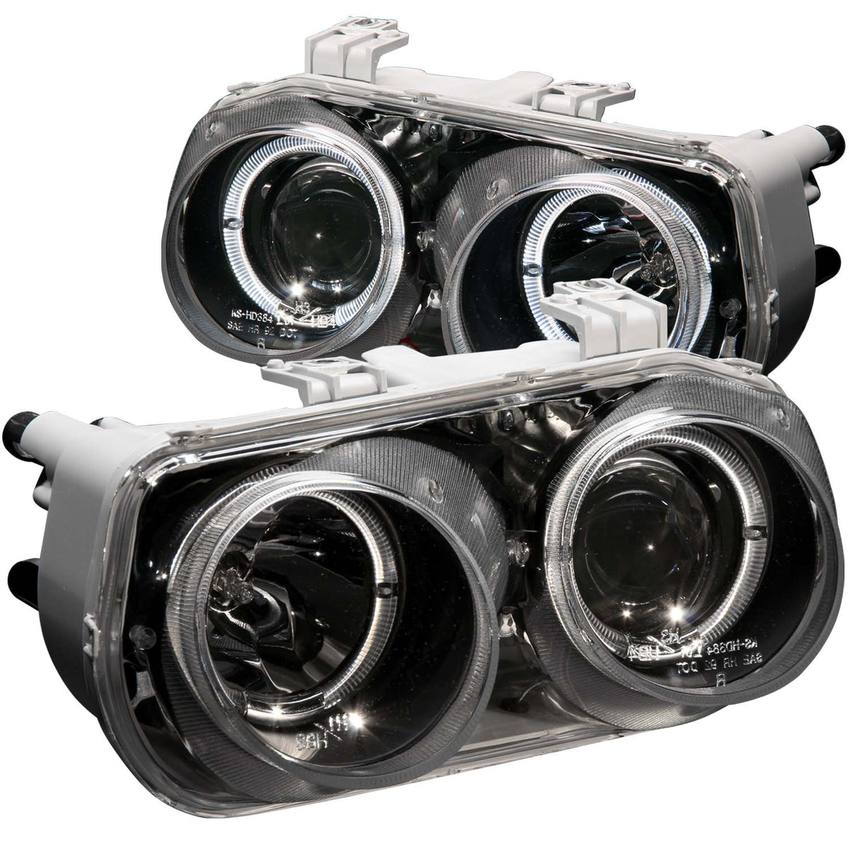 ANZO 1994-1997 Acura Integra Projector Headlights w/ Halo Black - 121003 for 1994-1997 Acura Integra - front view