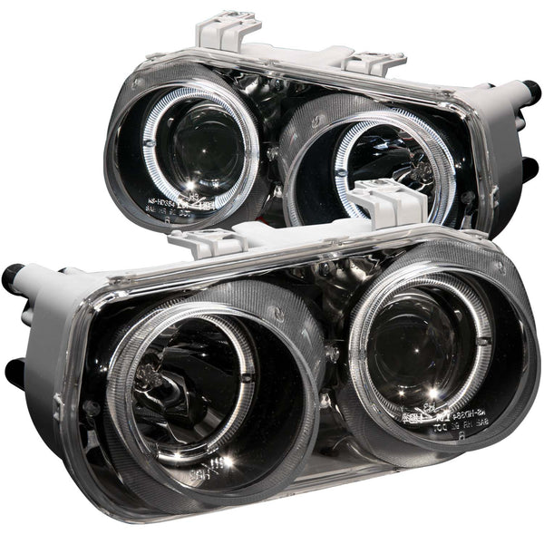 ANZO 1994-1997 Acura Integra Projector Headlights w/ Halo Black - 121003 for 1994-1997 Acura Integra - front view