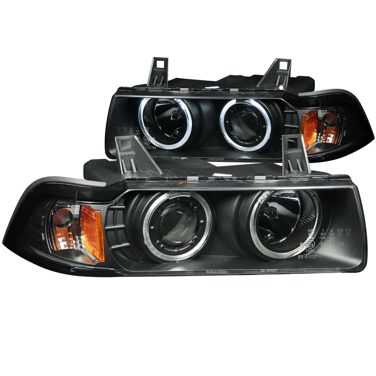 ANZO 1992-1998 BMW 3 Series E36 Projector Headlights w/ Halo Black (CCFL) G2 - 121011 for 1992-1999 BMW 3 Series - front view