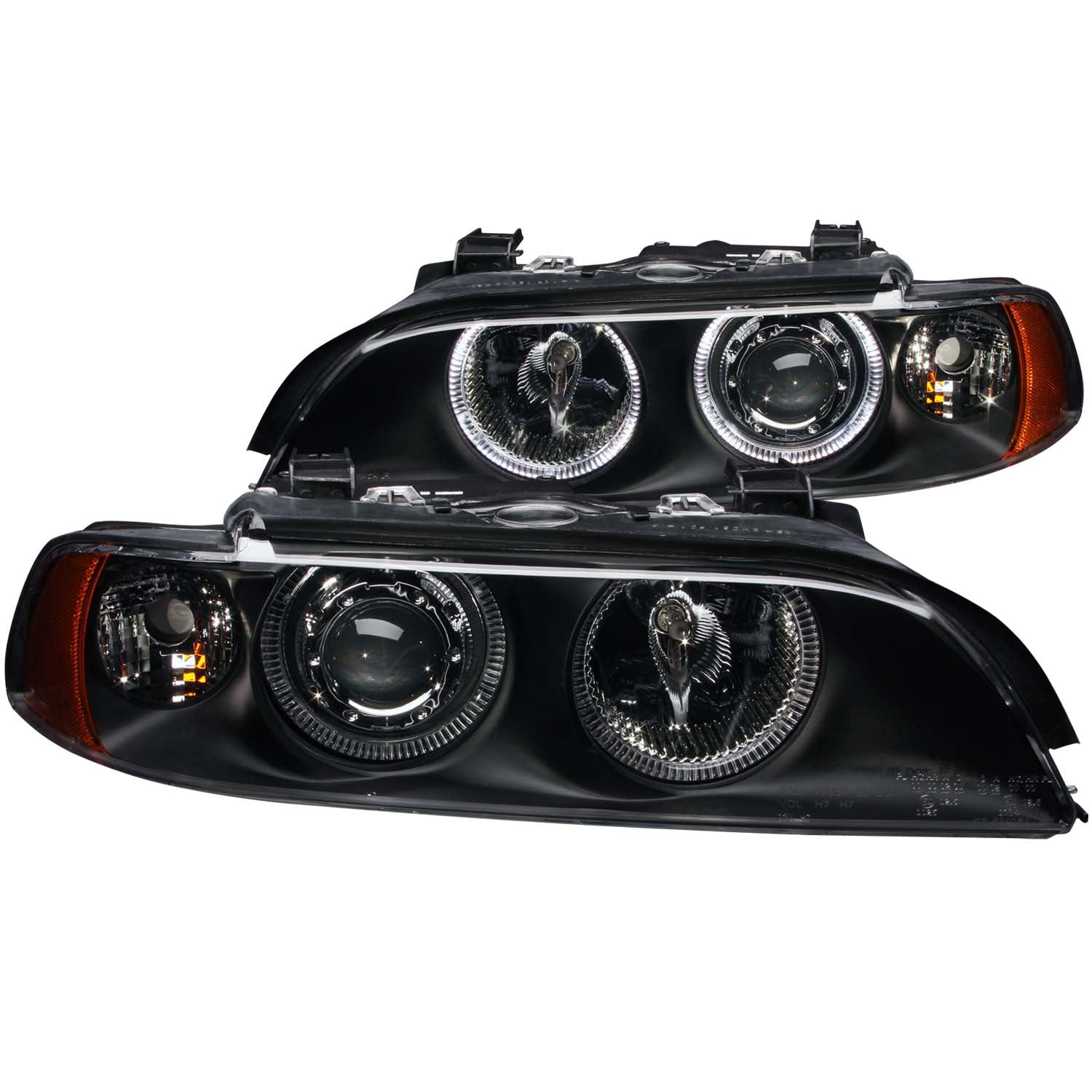 ANZO 1997-2001 BMW 5 Series Projector Headlights w/ Halo Black - 121017 for 1997-2001 BMW 5 Series - front view
