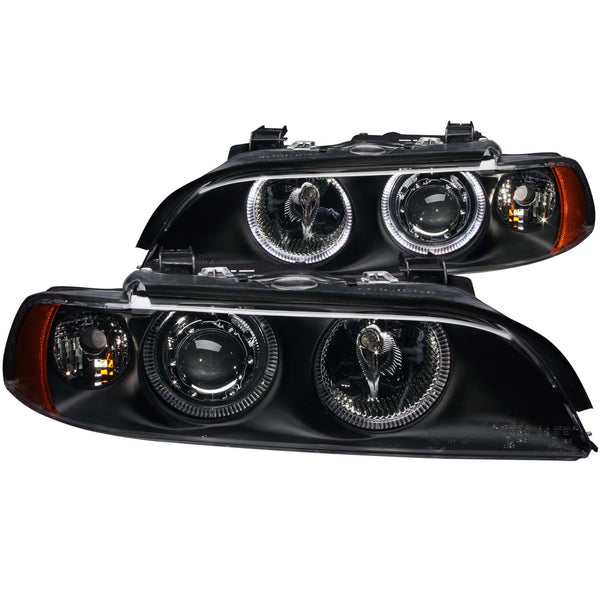 ANZO 1997-2001 BMW 5 Series Projector Headlights w/ Halo Black - 121017 for 1997-2001 BMW 5 Series - front view