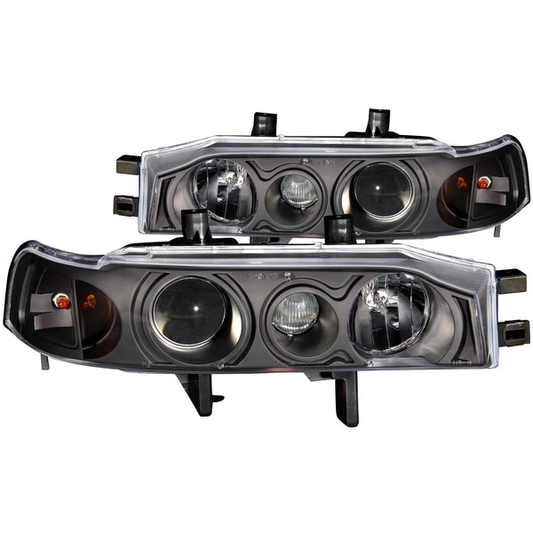 ANZO 1990-1993 Honda Accord Projector Headlights w/ Halo Black 1pc - 121048 for 1990-1993 Honda Accord - front view