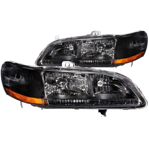 ANZO 1998-2002 Honda Accord Crystal Headlights Black - 121052 for 1998-2002 Honda Accord - front view