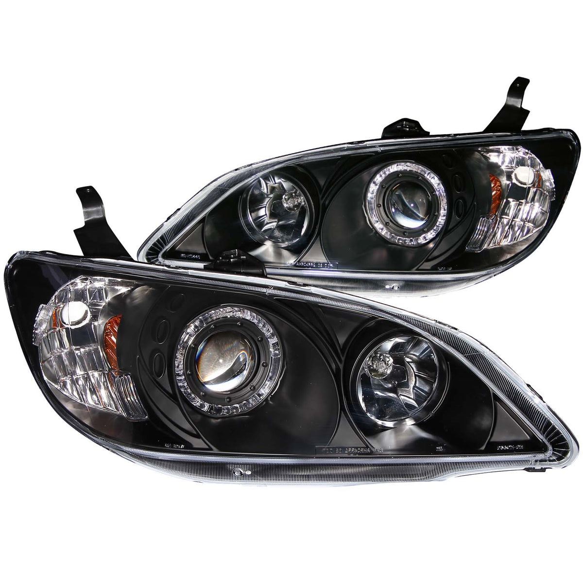 ANZO 2004-2005 Honda Civic Projector Headlights w/ Halo Black - 121059 for 2004-2005 Honda Civic - front view