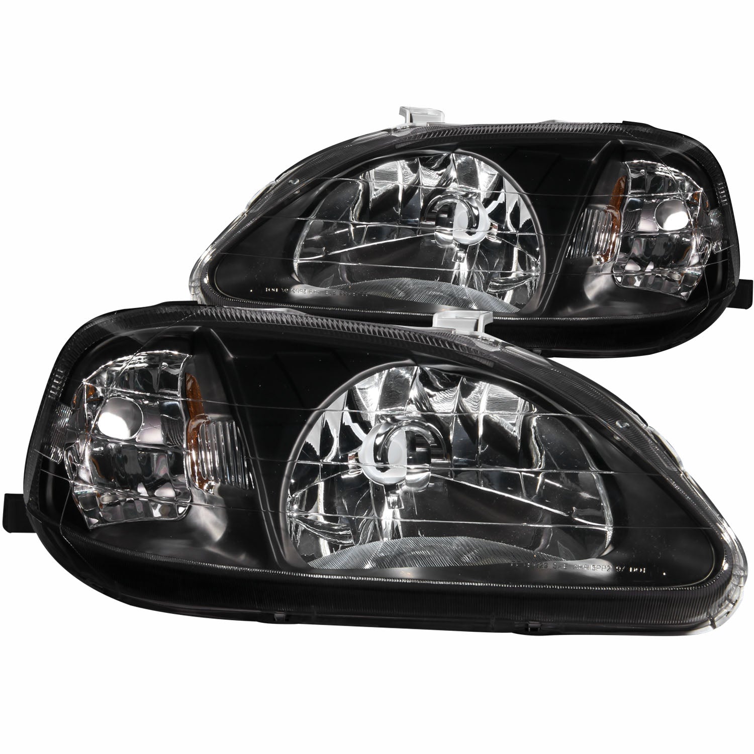 ANZO 1999-2000 Honda Civic Crystal Headlights Black - 121070 for 1999-2000 Honda Civic - front view