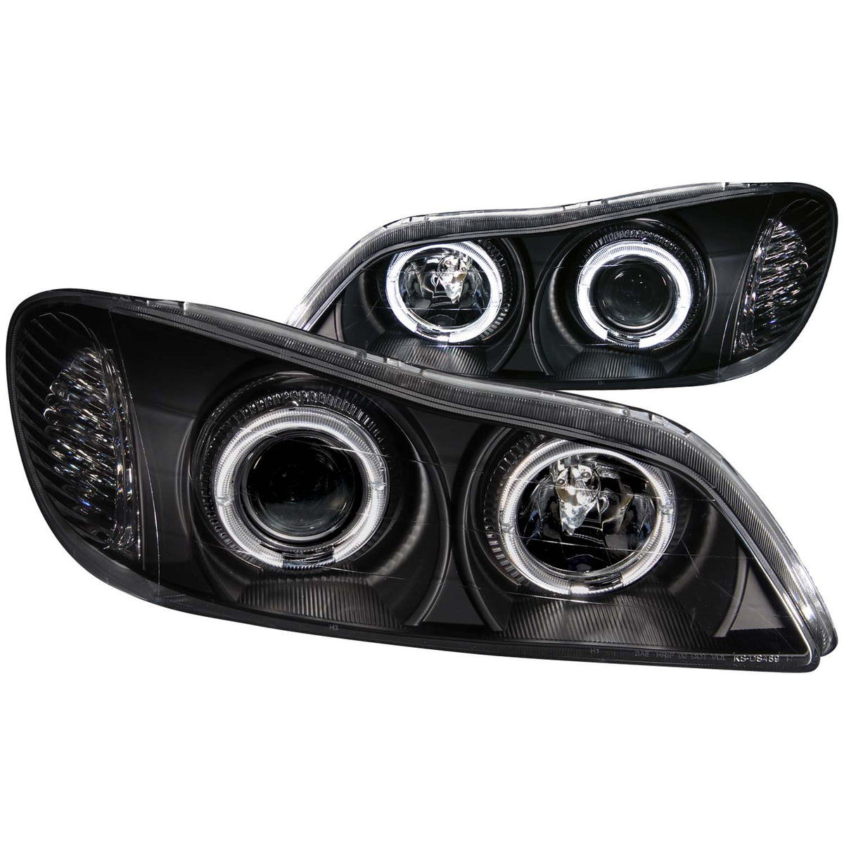 ANZO 2000-2004 Infiniti I30 Projector Headlights w/ Halo Black - 121077 for 2002-2004 INFINITI I35 - front view