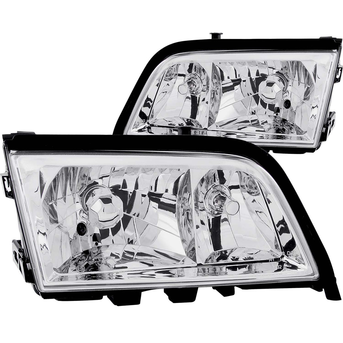 ANZO 1994-2000 Mercedes Benz C Class W202 Crystal Headlights Chrome - 121081 for 1994-2000 Mercedes Benz C Class - front view