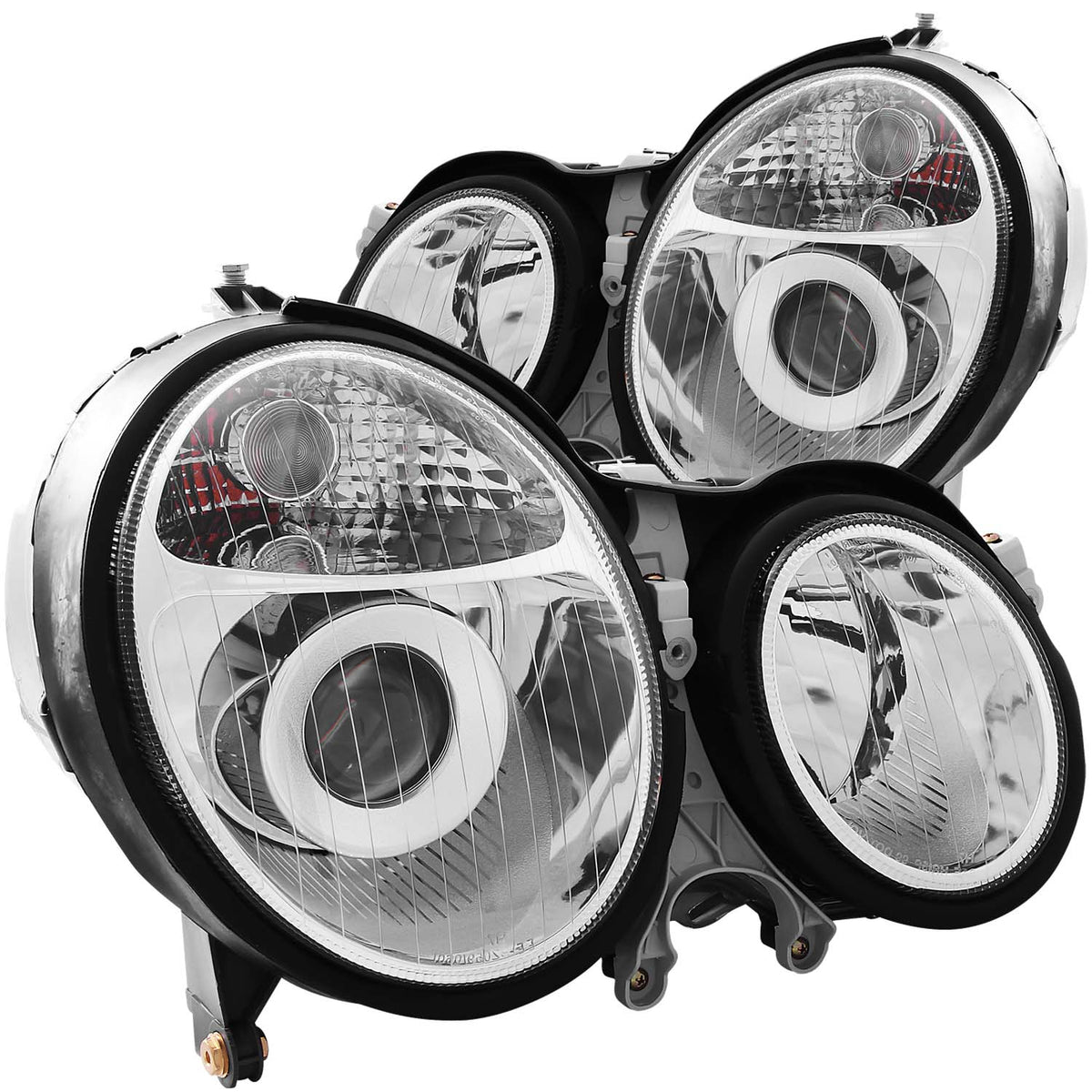 ANZO 1999-2002 Mercedes Benz E Class W210 Projector Headlights Chrome - 121086 for 1999-2002 Mercedes Benz E Class - front vi