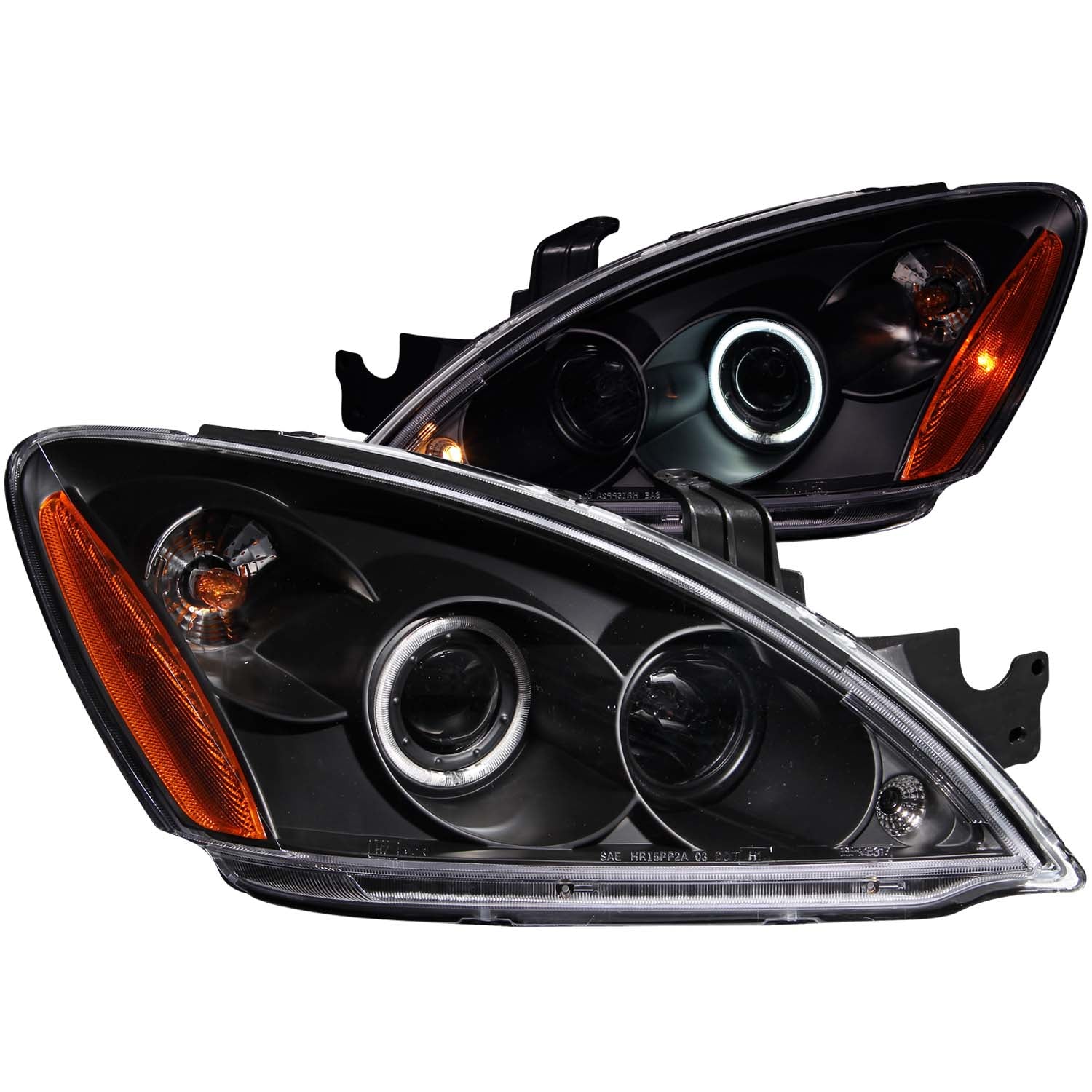 ANZO 2004-2007 Mitsubishi Lancer Projector Headlights w/ Halo Black (CCFL) - 121102 for 2004-2006 Mitsubishi Lancer - front v