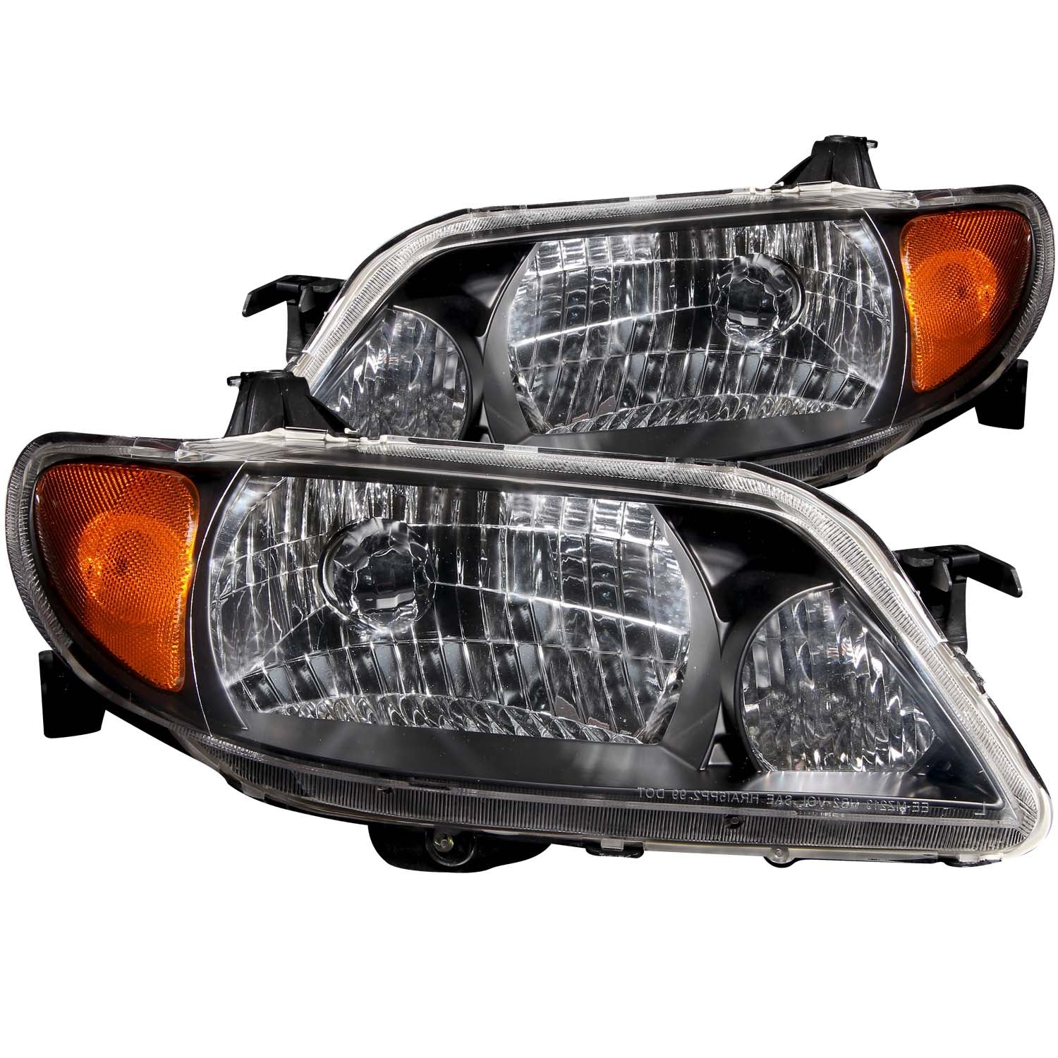 ANZO 2001-2003 Mazda Protege Crystal Headlights Black - 121107 for 2001-2003 Mazda Protege - front view