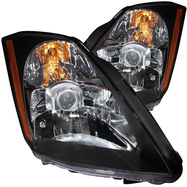 ANZO 2003-2005 Nissan 350Z Crystal Headlights Black - 121108 for 2003-2005 Nissan 350Z - front view