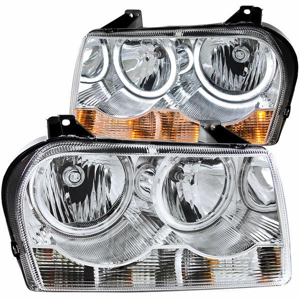 ANZO 2005-2010 Chrysler 300 Crystal Headlights w/ Halo Chrome (CCFL) - 121137 for 2005-2010 Chrysler 300 - front view