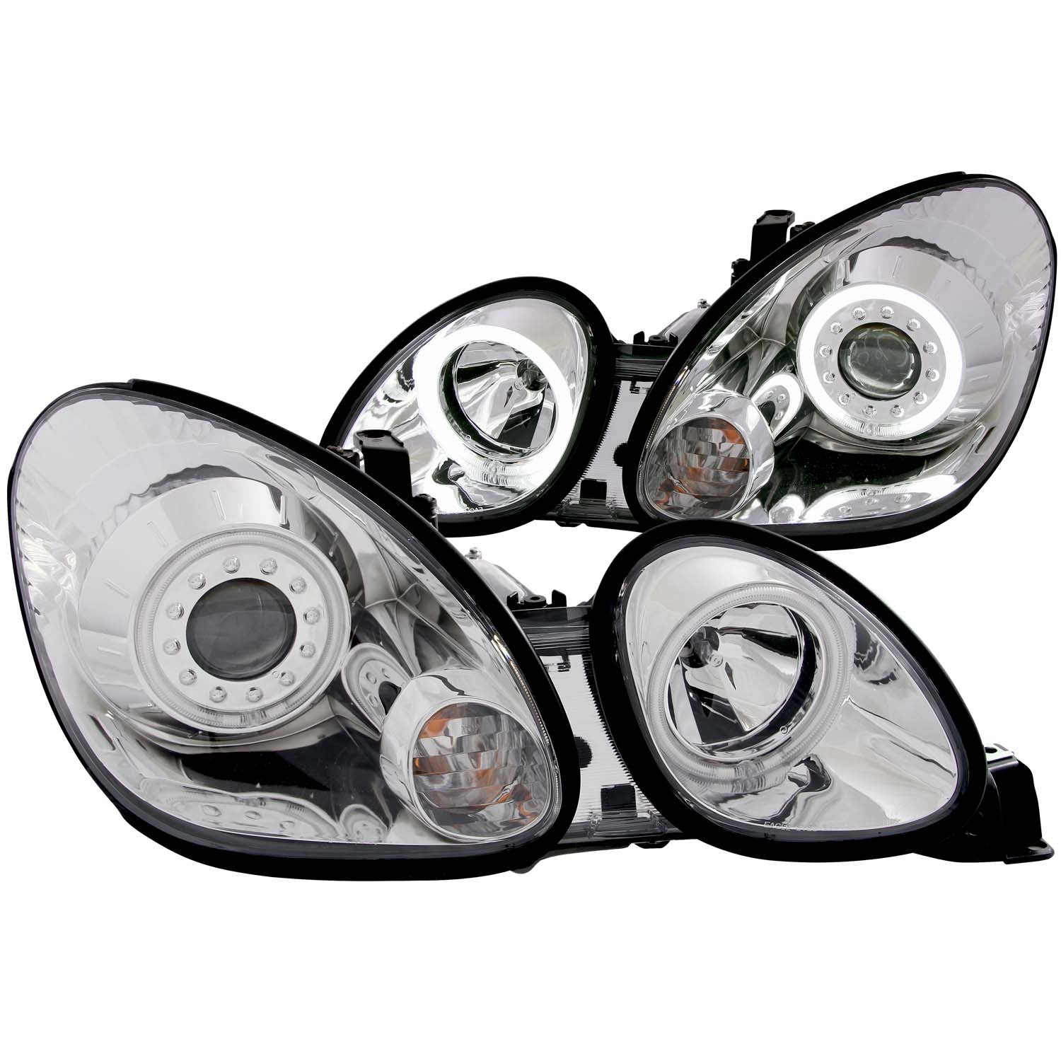 ANZO 1998-2005 Lexus Gs300 Projector Headlights w/ Halo Chrome - 121143 for 1998-2005 Lexus GS - front view