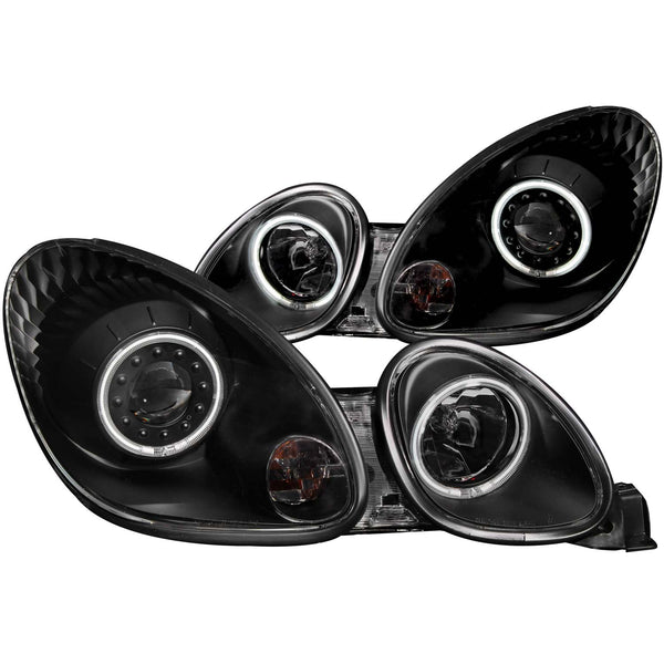 ANZO 1998-2005 Lexus Gs300 Projector Headlights w/ Halo Black - 121144 for 1998-2005 Lexus GS - front view