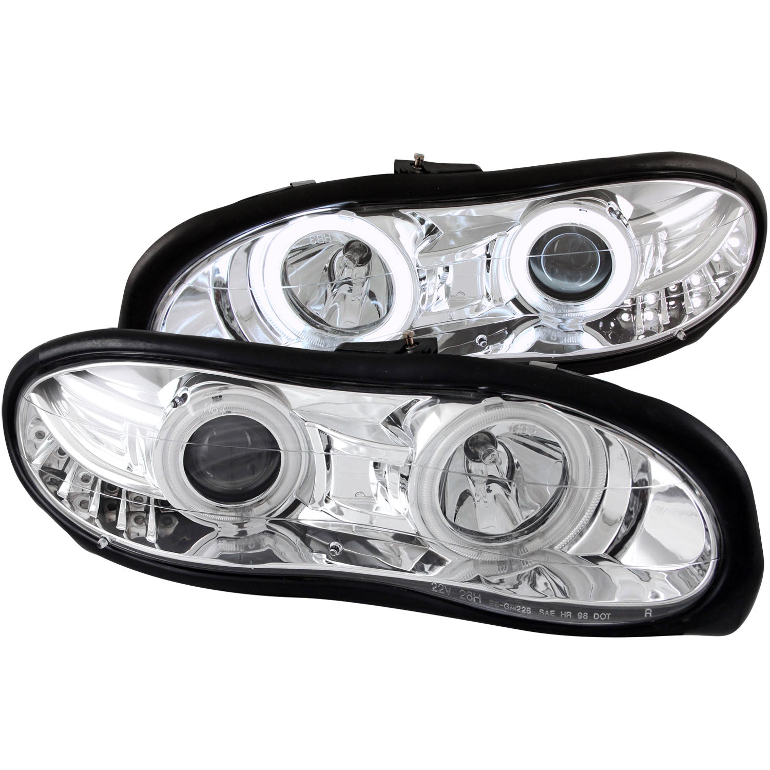 ANZO 1998-2002 Chevrolet Camaro Projector Headlights w/ Halo Chrome - 121159 for 1998-2002 Chevrolet Camaro - front view