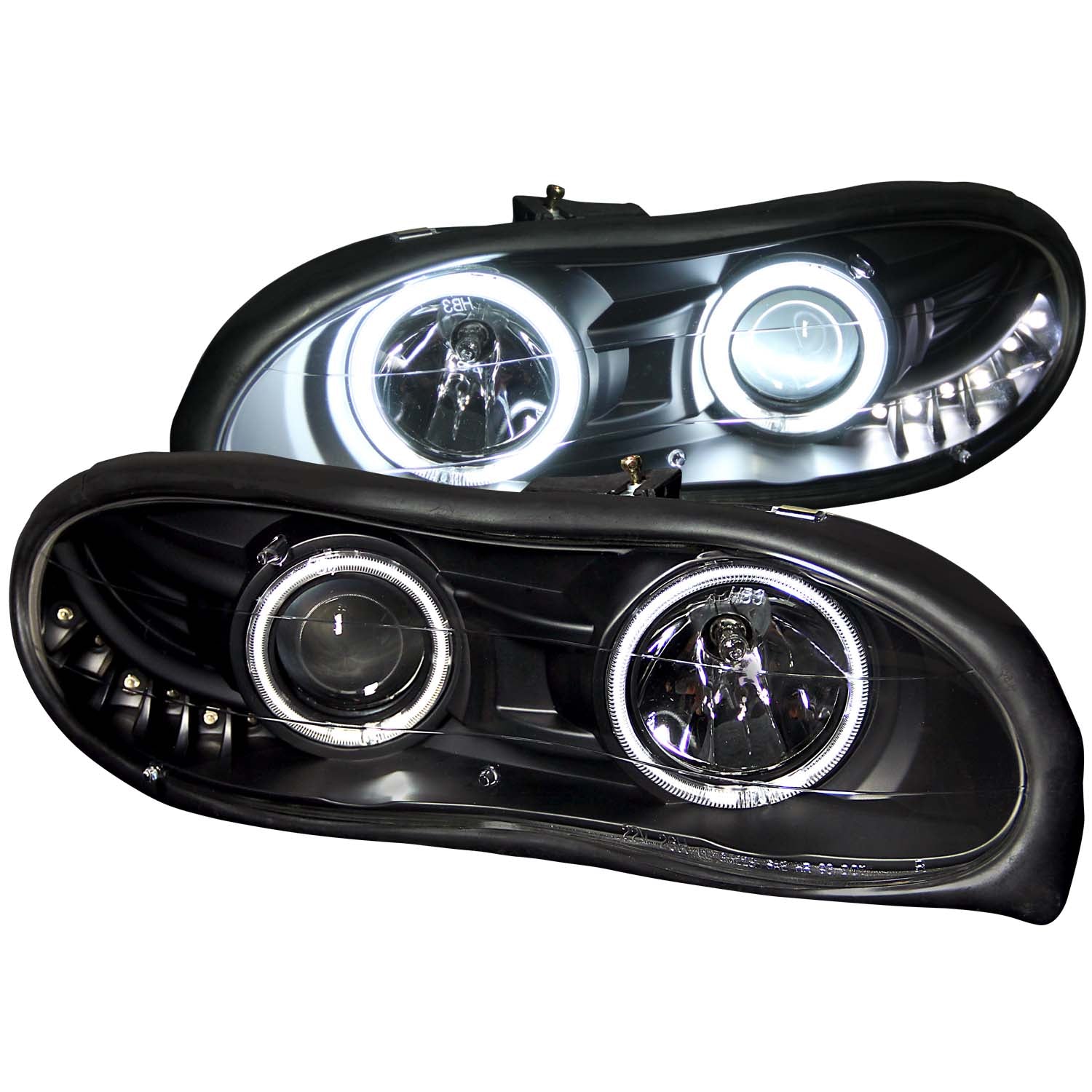 ANZO 1998-2002 Chevrolet Camaro Projector Headlights w/ Halo Black - 121160 for 1998-2002 Chevrolet Camaro - front view