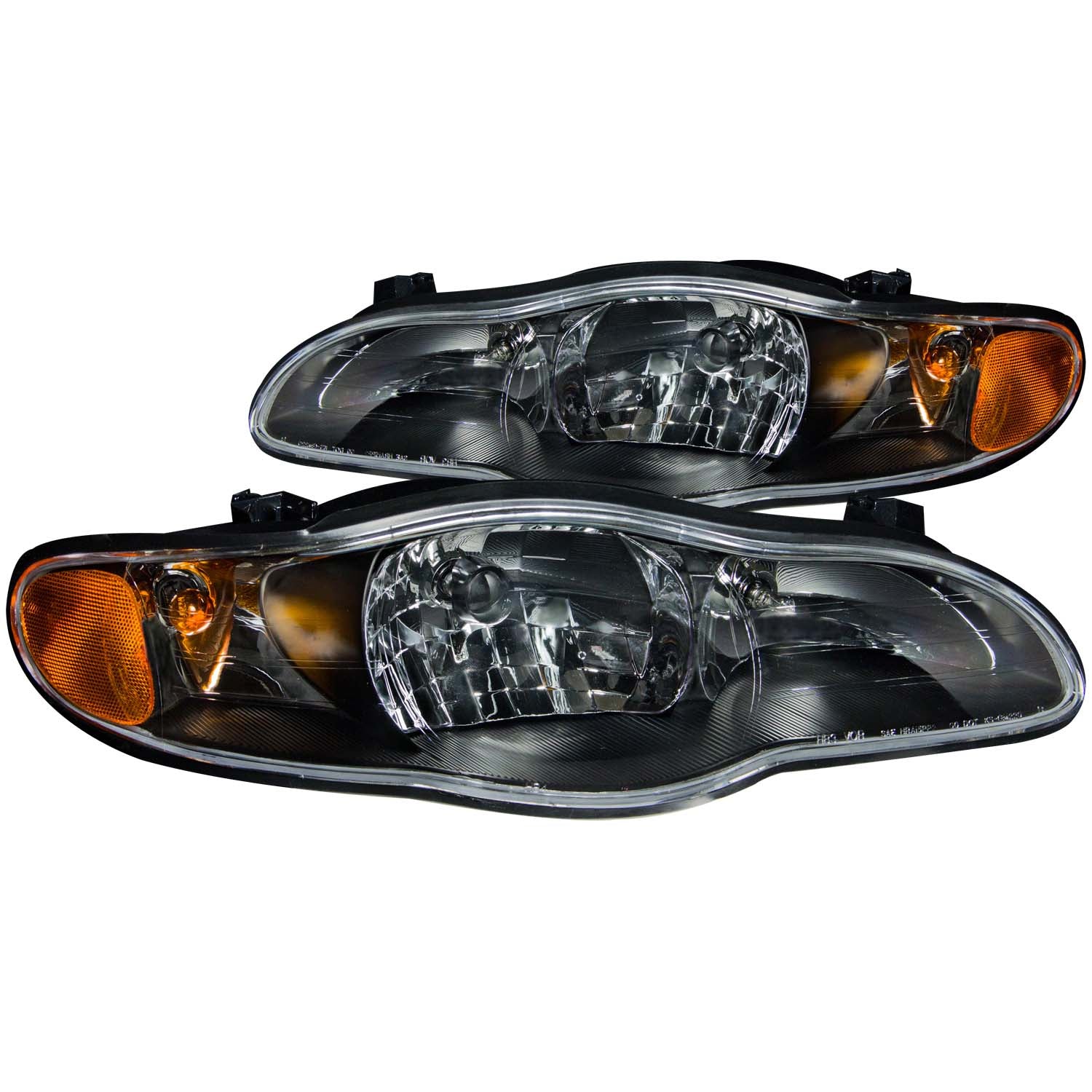 ANZO 2000-2005 Chevrolet Monte Carlo Crystal Headlights Black - 121165 for 2000-2005 Chevrolet Monte Carlo - front view
