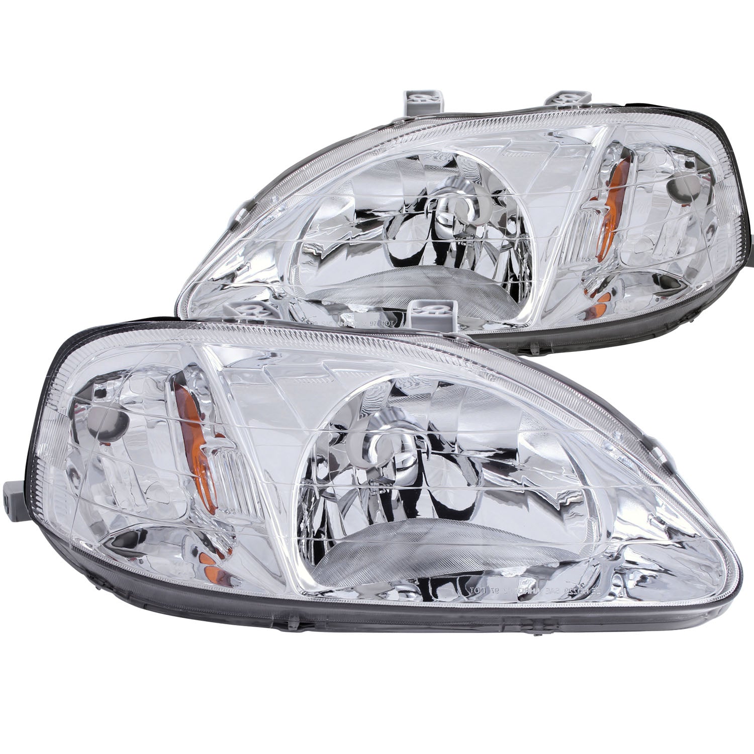 ANZO 1999-2000 Honda Civic Crystal Headlights Chrome - 121179 for 1999-2000 Honda Civic - front view