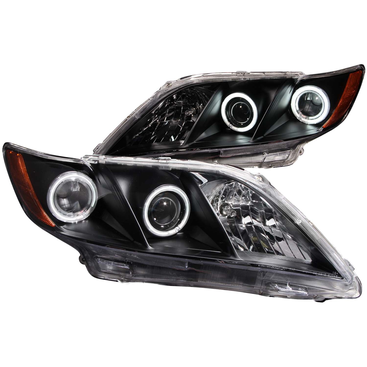 ANZO 2007-2009 Toyota Camry Projector Headlights w/ Halo Black - 121181 for 2007-2009 Toyota Camry - front view