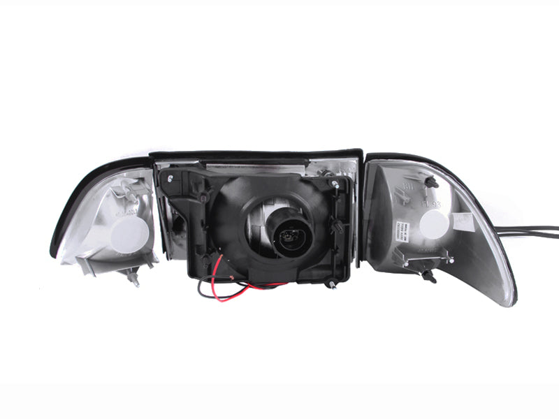 ANZO 1987-1993 Ford Mustang Crystal Headlights Chrome w/ Corner Lights 2pc - 121195
